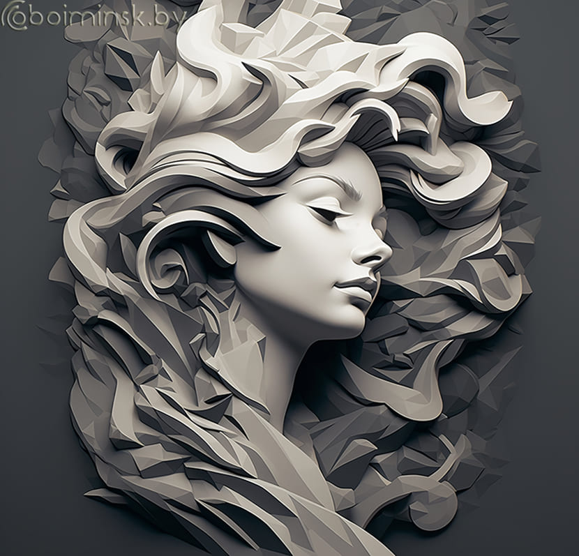 Фотообои De-Art 3Д Барельеф девушки